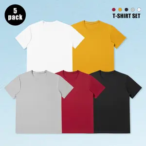 Men’s Multicolor Basic Crew Neck Short-Sleeve T-Shirt Set — Breathable, Skin-Friendly, Versatile for Fitness, Daily Wear, and Commuting
