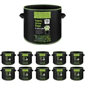 10-Pack 5 Gallon Grow Bags, Heavy Duty Aeration Fabric Pots with Handles, Thickened Nonwoven  Bags for Vegetables, , Fruits