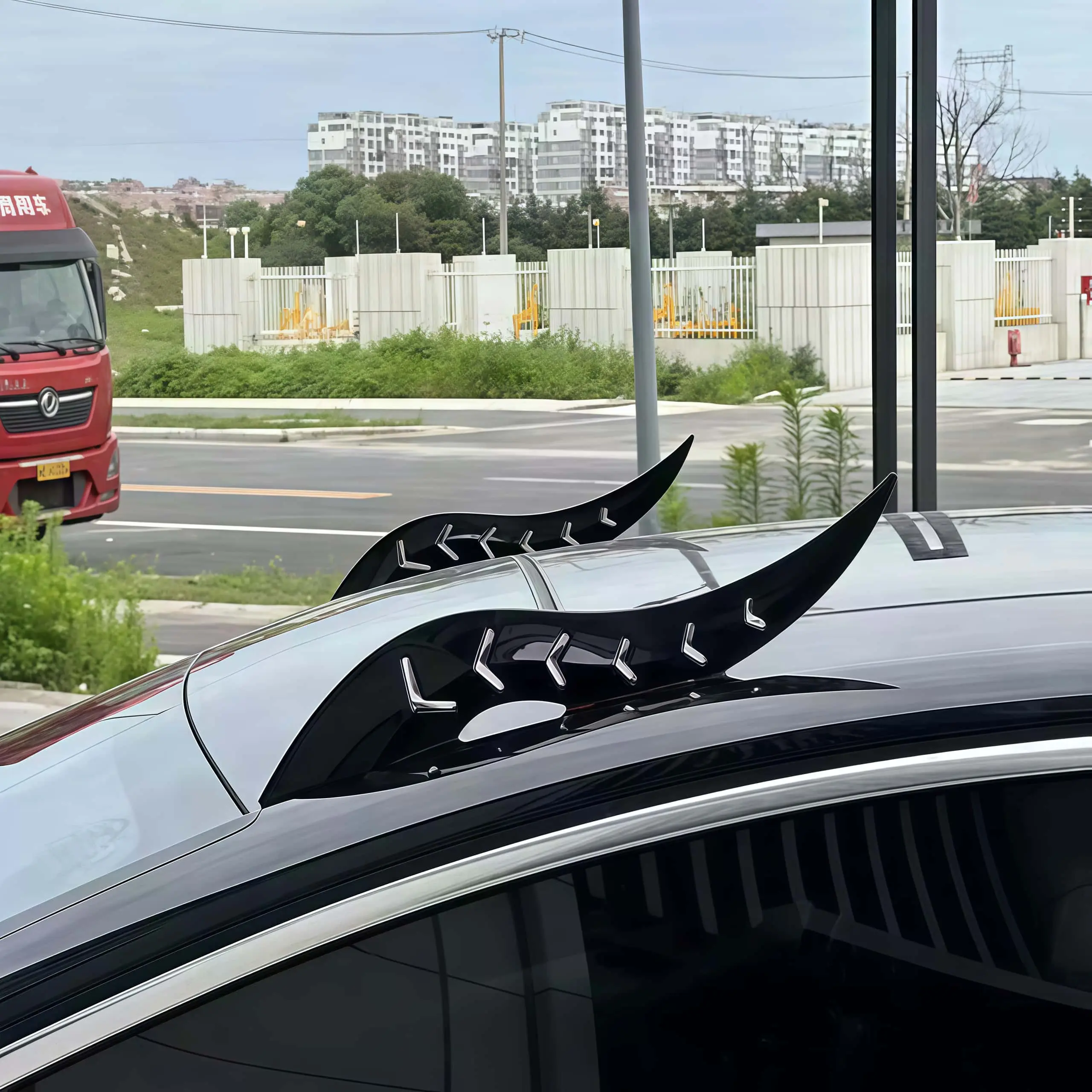 Demon Horn Roof Spoiler Fins  | Glossy Black Vortex Generator for Cars/Trucks | Aggressive Exterior Mod, Universal Fit