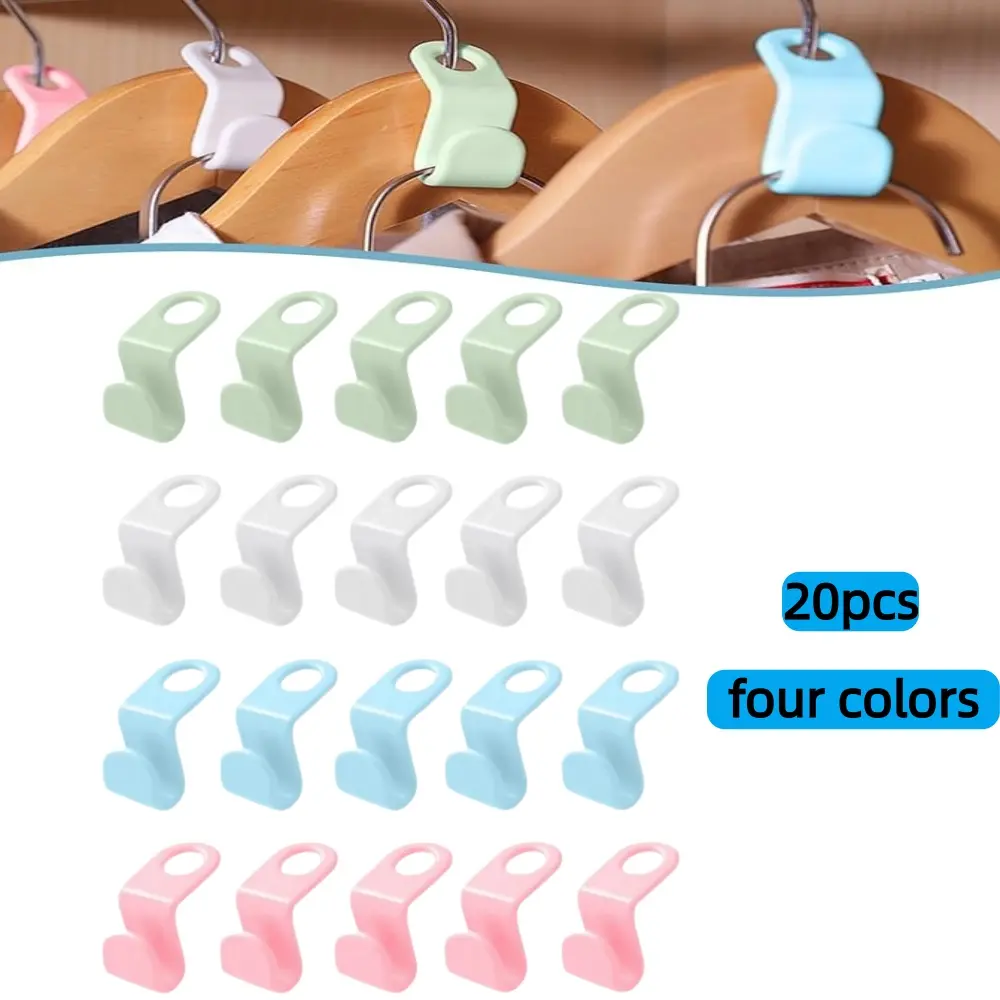 Space Saving Hangers Connector Hooks 20 Counts, High Load-bearing Clothes Hanger Connector Hooks, Hooks for Hangers, Random Colors