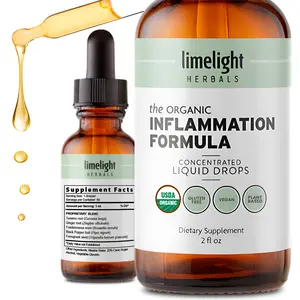 Limelight Herbals Organic Inflammation Formula Liquid Drops – Turmeric, Ginger & Boswellia – Joint & Muscle Support – Mobility & Everyday Wellness – Vegan – Non- GMO – Gluten Free – 60 Servings