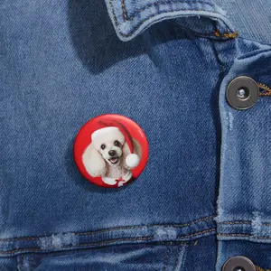 Santa Poodle Pin Buttons - Cute Animal Accessories, Pet Lover Gift, Customized Badges, Backpack Pins, Lapel Pins