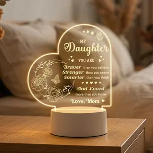 “To My Daughter” night light, gifts for daughter — engraved, Mother’s Day gifts for daughter, gifts from mom/dad for daughter on birthday, graduation, wedding, unique night lamp