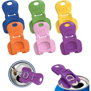 6PCS Colorful Can Tab Openers & Leak-Proof Drink Covers – One-Hand Soda Can Opener and Reusable Protector Caps for Coke, Beer, Soda, and Aluminum Cans