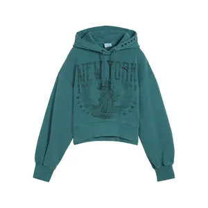 PUMA Womens Nyc Wardrobe Essentials Boxy Cropped Hoodie Casual Outerwear Casual - Green