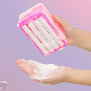 New Hand Free Scrubbing Soap Box Multifunctional Bubble Foaming Soap Box Home Automatic Soap Drain Roller Laundry Soap Drainage portable soap box