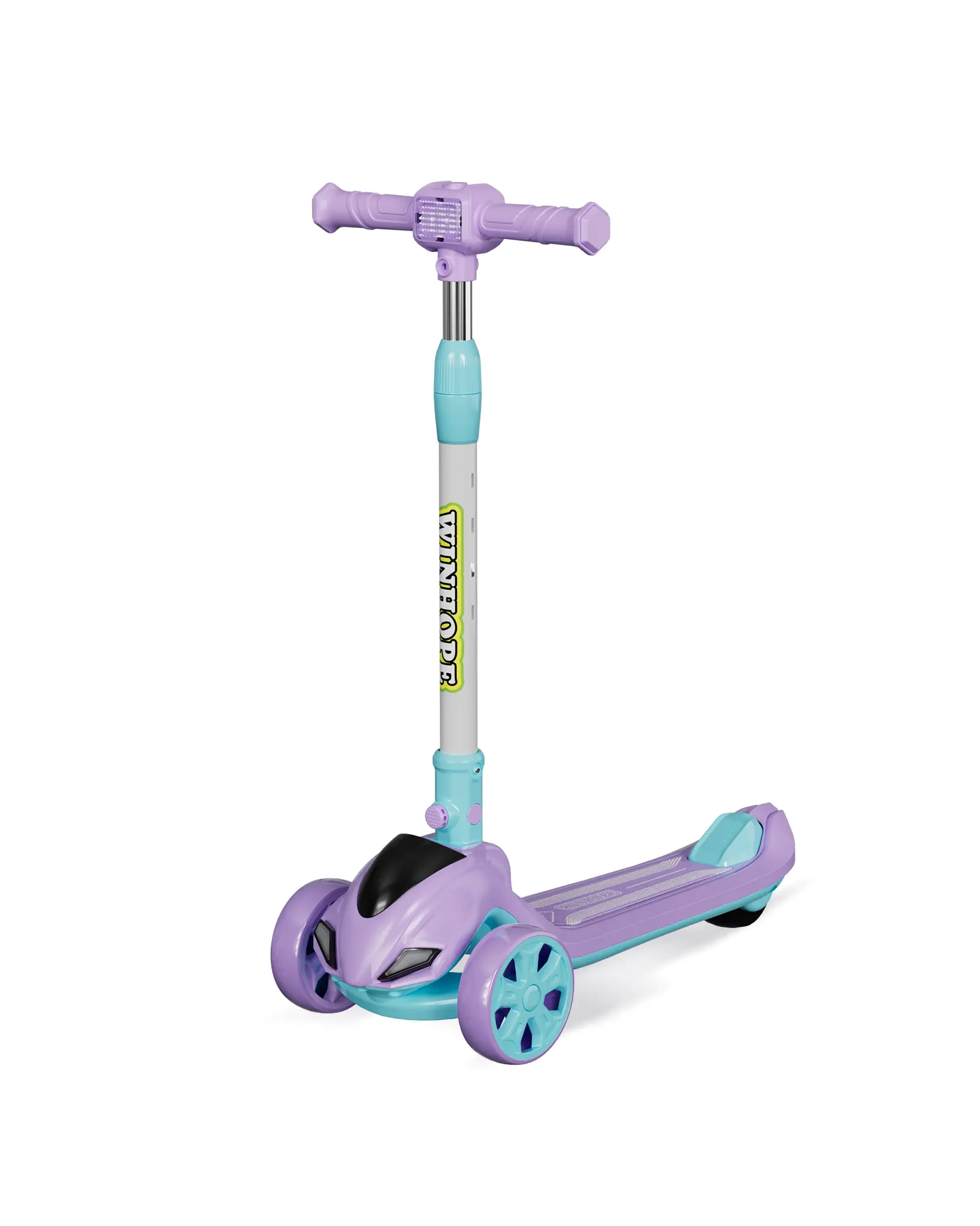WINHOPE Red Kids Scooter (3-8Y) | 4-Level Adjustable Handle + Colorful Light Wheels | Foldable & All-Terrain！