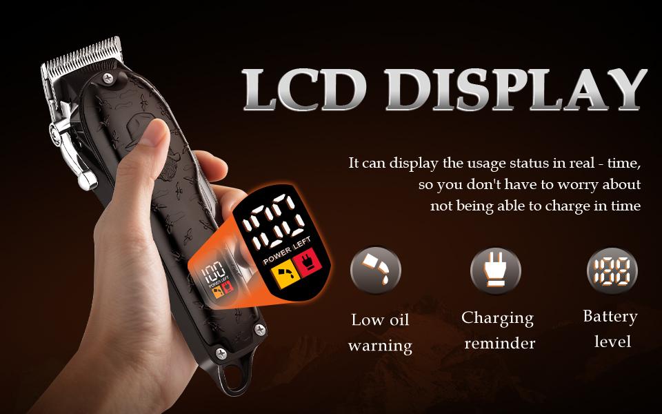 LQT Vintage Beard Embossed 3-in-1 Men's Grooming Kit, Cordless Hair Clipper with LCD Display, RPM Monitor T-Blade Trimmer & Electric Shaver, Complete Rechargeable Barber Set with Full Accessories for Home Salon, Fades, Edges & Beard Shaping