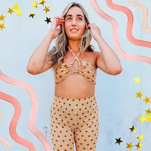 70s Daisy Print Bikini Top