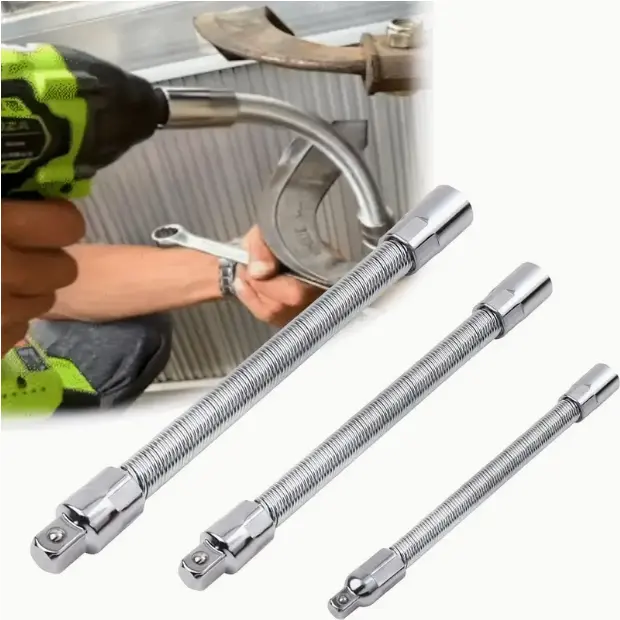Universal Multi-Socket Wrench Tool with 3 Bendable Shafts, Extension & Connecting Rod – Perfect for Home, Car & Office Repairs