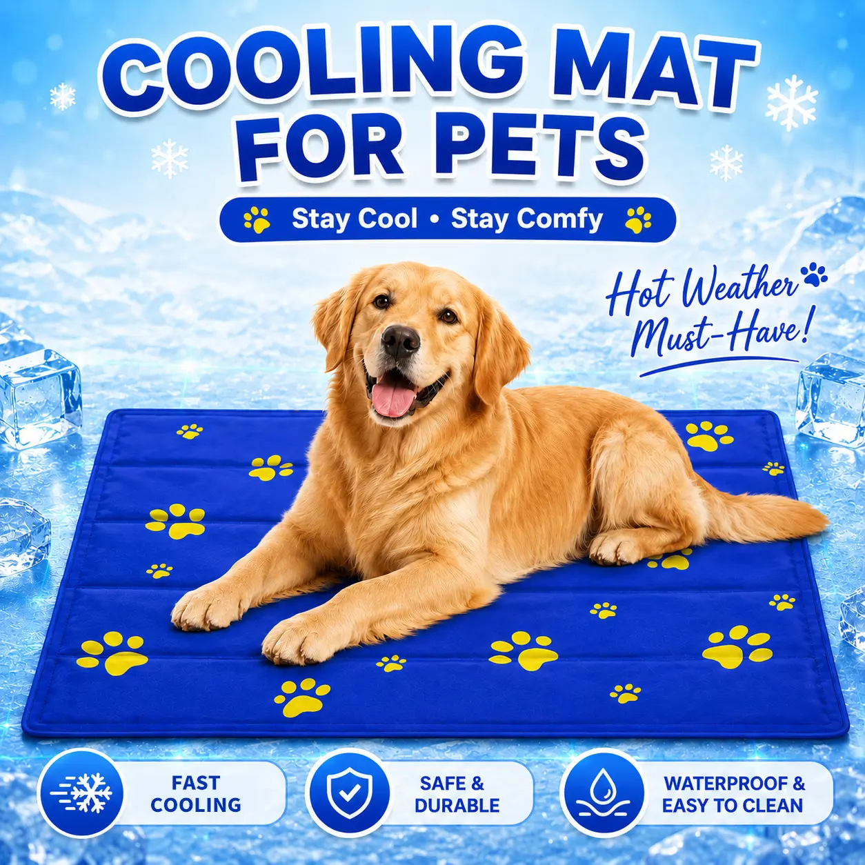 Dog Cooling Mat, Reusable Gel Cooling Pad for Dogs & Cats, Waterproof Scratch-Resistant Pet Cooling Bed for Home, Car, Crate & Outdoor