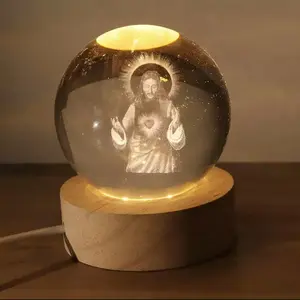 Arikyrist 3D Crystal Jesus Cross Praying Hands Statue, Laser Engraved Sacred Heart of Jesus, Easter Decoration & Catholic Religious Gif Ornaments