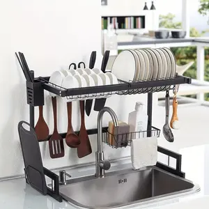 65cm Adjustable Over-The-Sink Dish Drying Rack – Multifunctional Kitchen Sink Organizer with Drain Basket, Large Capacity Space-Saving Countertop Storage – Perfect for Holiday Prep & Family Kitchens,dish drying racks
