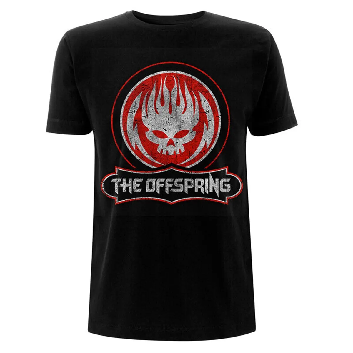The Offspring Skull Distressed Black T-Shirt Cotton Fabric
