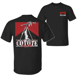 Southern Style Coyote Graphic T-Shirt for Men, Black Back Print Country Outdoor Tee, Casual Unisex Crewneck Streetwear Gift