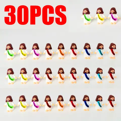 30PCS Little Jesus Figures, Mini Jesus Figurines in Bulk, Multicolor Tiny Jesus Figures, Miniature Figurines to Hide and Seek Religious Gifts for Easter Egg Stuffers (30PC)
