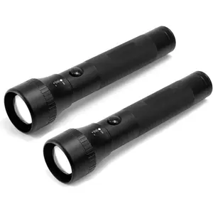 2 Pack 2D Cell  LED Big Flashlights Zoomable Single Mode  Alloy  Flashlight, Rugged Large Flashlight for Outdoor Adventures  Power Outages Hiking Camping Caving