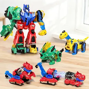 6-in-1 Dinosaur Transforming Robot Toys Set,STEM Toy Combine Dinosaur Transform into Robot,Party Birthday Educational Gifts for Kids Age 3 4 5 6 7 8 9 10 Years Old Boys Girls