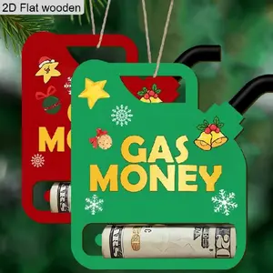 2Pcs Christmas Style Money Holder, Wood Cash Gift Pendant, Fun DIY Decorative Wooden Card Holder Ornament for Holiday Party Supplies, Christmas Gift Idea, Money Gift Pendant - Durable Wooden Money Holder for Holiday Decor