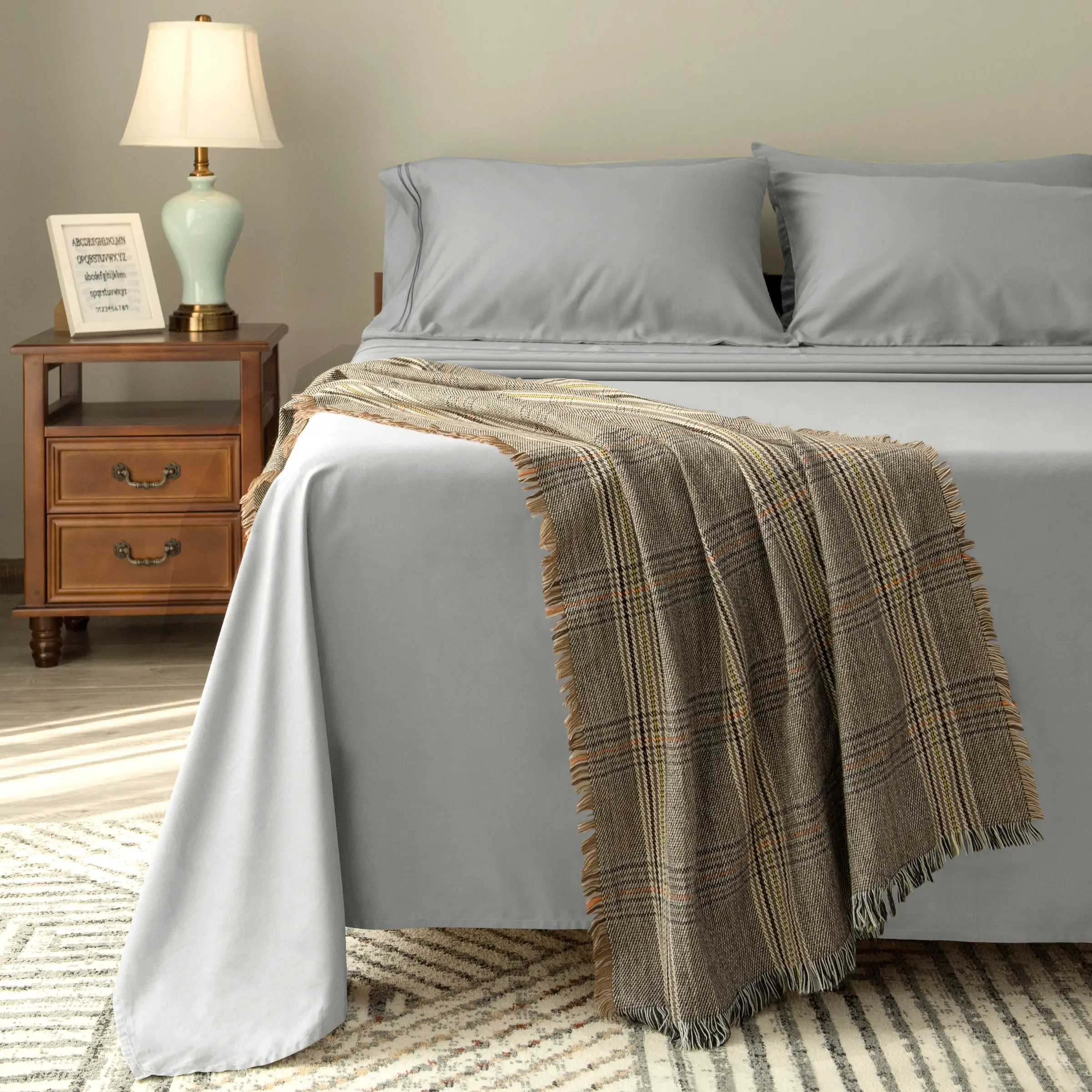 SUBRTEX Cooling  4-Piece Tencel Cotton Bed Sheets – Silky Soft Full Size Set with Deep Pockets, Fitted Sheet, Flat Sheet & Pillowcases