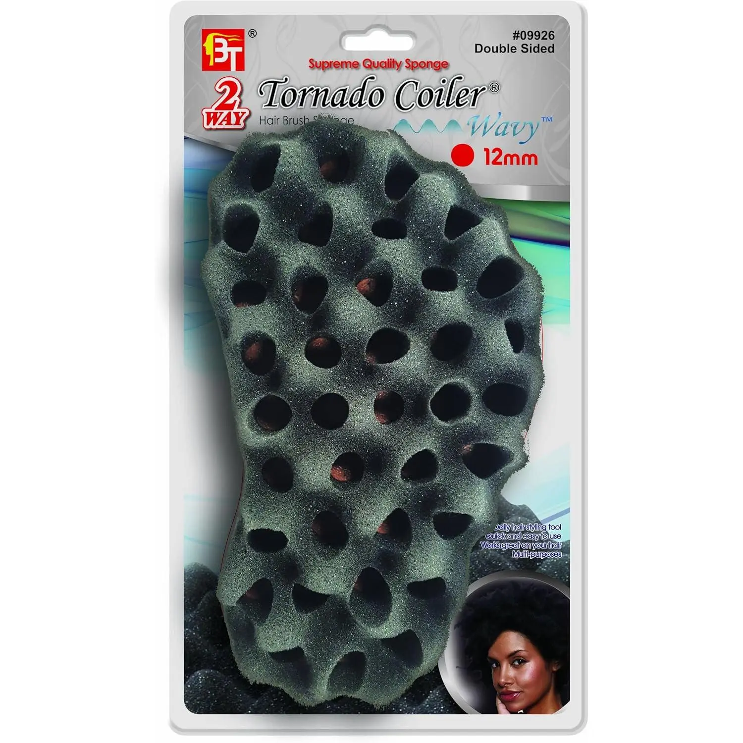 2WAY Black Polyethylene Sponge, 3.2 Ounce, Tornado Coiler Design with 12mm Hole, Utility Sponge Cleaning Tools