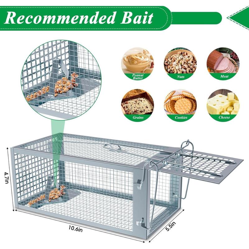 Humane Mouse Traps Indoor, 2 Packs Humane Rat Trap Outdoor,Small Rodent Chipmunk Trap and Other Live Animal Cage Catch and Release