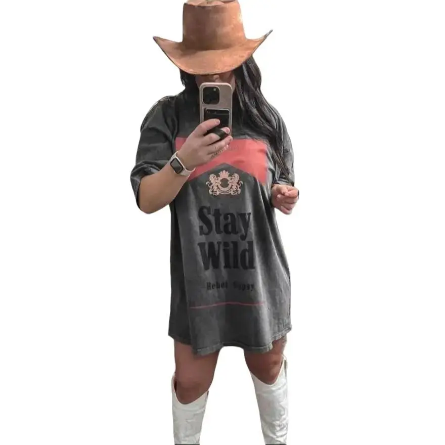 Ladies Black festival T-Shirt, Nashville Outfit, Country Concert Top, Western Tee, Oversized T-Shirt Fabric