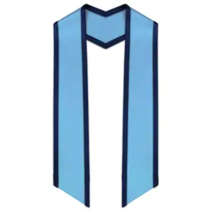 Light Blue Slanted Graduation Stole with Navy Blue Trim