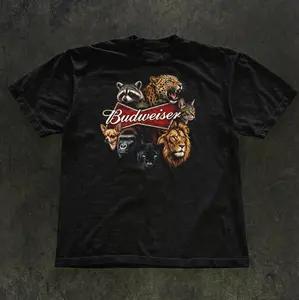 Vintage Wildlife Animals Graphic T-Shirt, Lion Leopard Panther Gorilla Raccoon Graphic Tee, Streetwear Unisex Animal Lover Gift Menswear Cotton