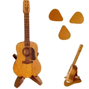 Wooden Guitar Pick Box With Stand,Guitar Pick Case With 3 count Guitar Pick Holder,Acoustic Guitar pick Box Thin Guitar Picks