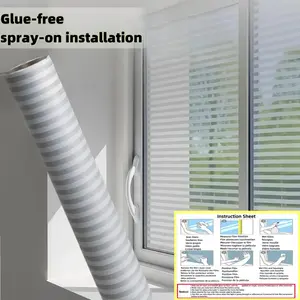 3D Striped Pattern Static Cling Window Film, 1 Count Privacy Frosted Window Sticker for Home Office Window Decor, Window Privacy Film