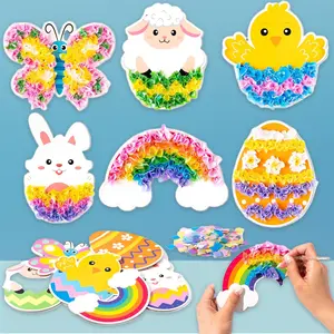 12 Pack Easter Poke Art Craft Kit DIY Foam Poke Fabric Set Bunny Egg Spring Decor Party Gifts Classroom Rewards Supplies