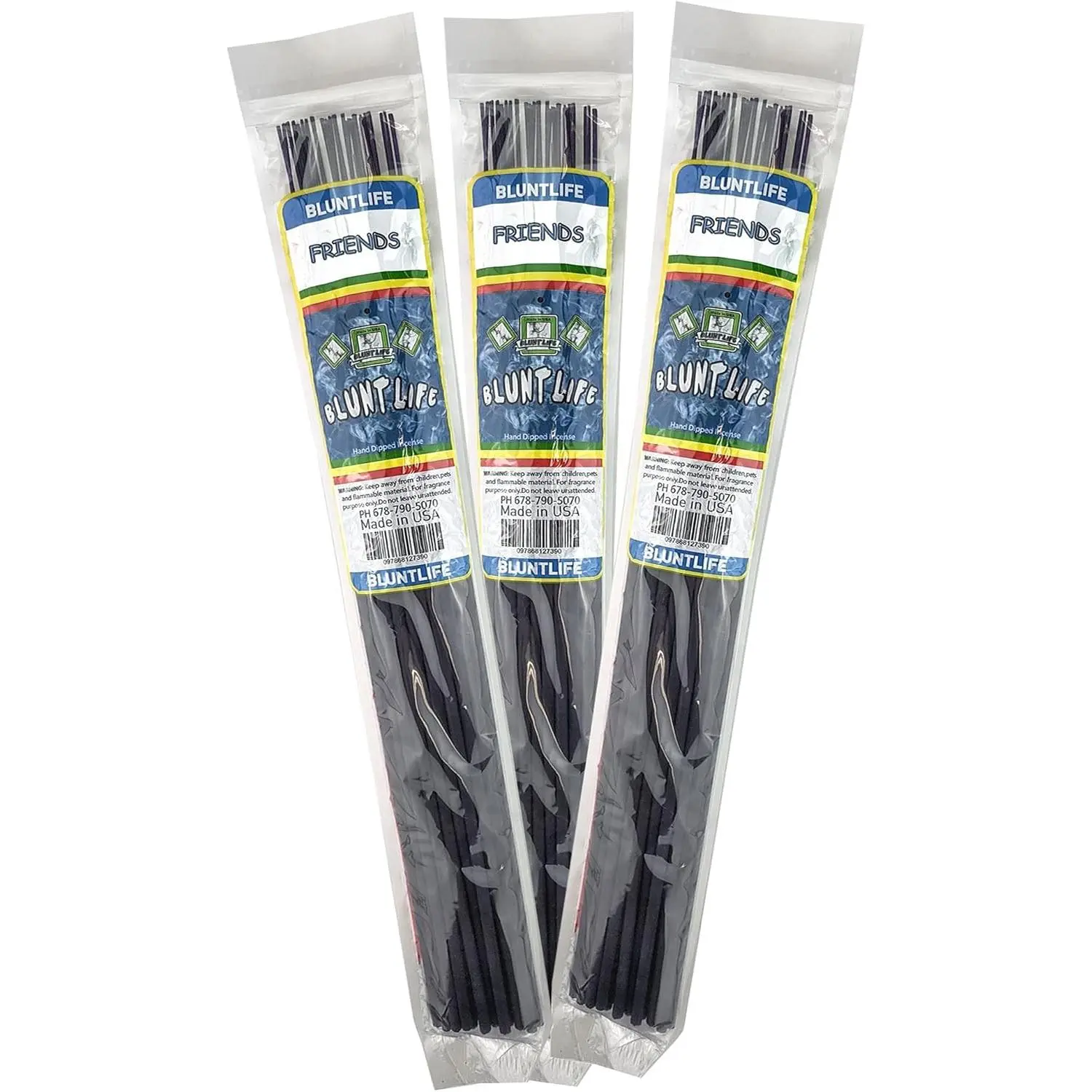 BLUNTLIFE 19in Jumbo Scented Incense Sticks - 3 Packs (75 Total Sticks) - Aroma Fragrance Home Freshener (Home Fragrance Supplies) Wooden Aromatherapy Holder decor