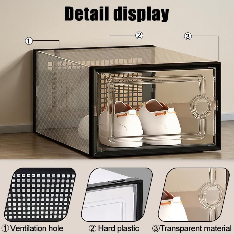 6/12/24 Pack Extra-Large Shoe Storage Organizer for Closet, Modular Space-Saving Shoe Boxes, Clear Plastic Stackable Containers, Display Case Bins with Lids