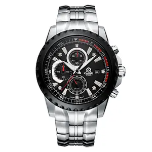 CAINUOS Men's 3-Hand Racing Quartz Watch - 316 Stainless Steel Silver Case, Black Dial, Light Luxury Sporty Design, Calendar, Waterproof Function, Elegant Anniversary Gift