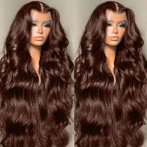 Bling Hair #4 Chestnut Brown Pre Plucked Lace Front Wig Human Hair 180% Density 13x6 13x4 Hd Lace Frontal Wigs For Women with Baby Hair #SummerVibes