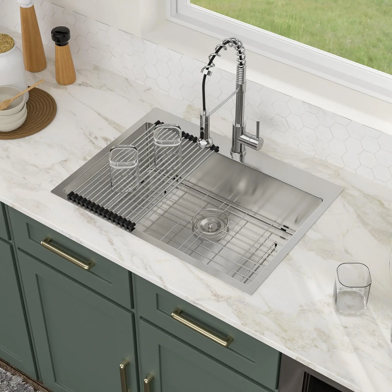Logmey 30" Drop In Kitchen Sink 30"x22" In Handmade Stainless Steel Topmount Sink 16 Gauge Overmount Kitchen Sink Single Bowl Sink 30"x22"x9" Handmade Sink,Kitchen Upgrade 2026,kitchen makeover