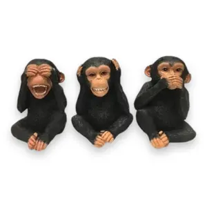5 Inches - 3 Wise Monkeys Figurines - See No Evil, Hear No Evil, Speak No Evil Decor Set Ornaments