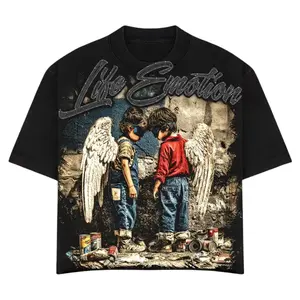 Life Emotion Graphic T-Shirt, Vintage Angel Kids Tee, Men's Urban Aesthetic Shirt