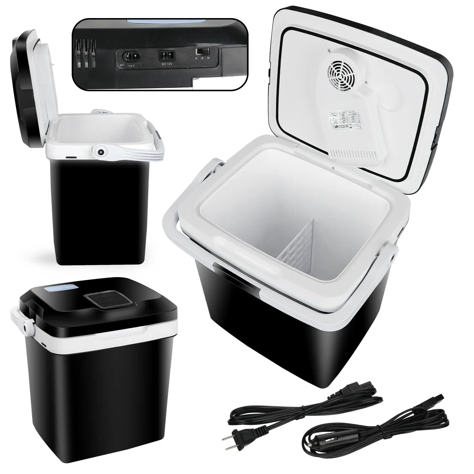 SUPERDEAL 12V Iceless Thermoelectric Cooler and Warmer - Portable Travel Cooler, Compact, Low Noise, Polyester Carry Handle, Dual Power, for Cooking BBQ Camping, Black,summerwins