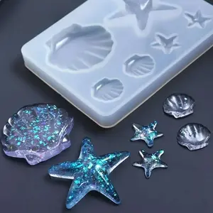 UV Glue Silicone Molds Set, DIY Ocean Wind Starfish Shell Molds, Parent-Child Handmade Craft Kit, Two-Piece Combo, No Choking Hazard