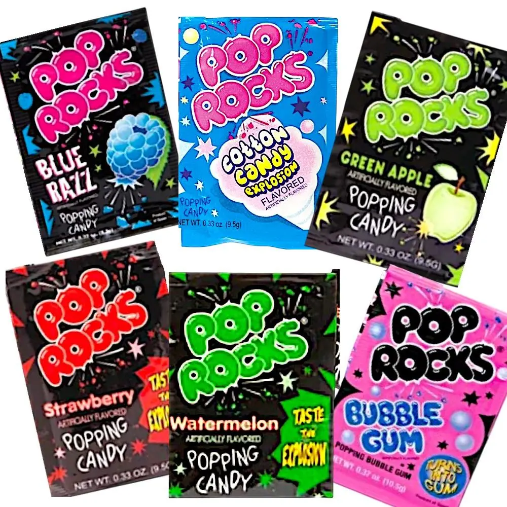 Pop Rocks Popping Candy 12 Pack – 6 Flavors Assortment, 2 of Each, Fun Crackling Candy
