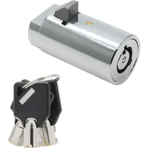 Not Universal Vending Machine Lock and Key, Soda Machine Lock with Tubular Keyway, Snack Candy Locking Replacement for Coke Gumball (Keyed Different)