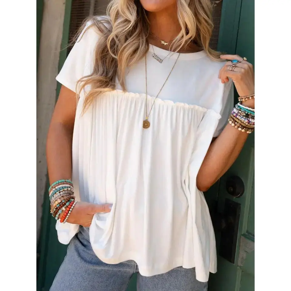Ruffled Trim Babydoll Tee