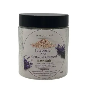 Lavender & Colloidal Oatmeal Bath Salt - Soothes Itching & Exfoliates Skin - 14oz Jar