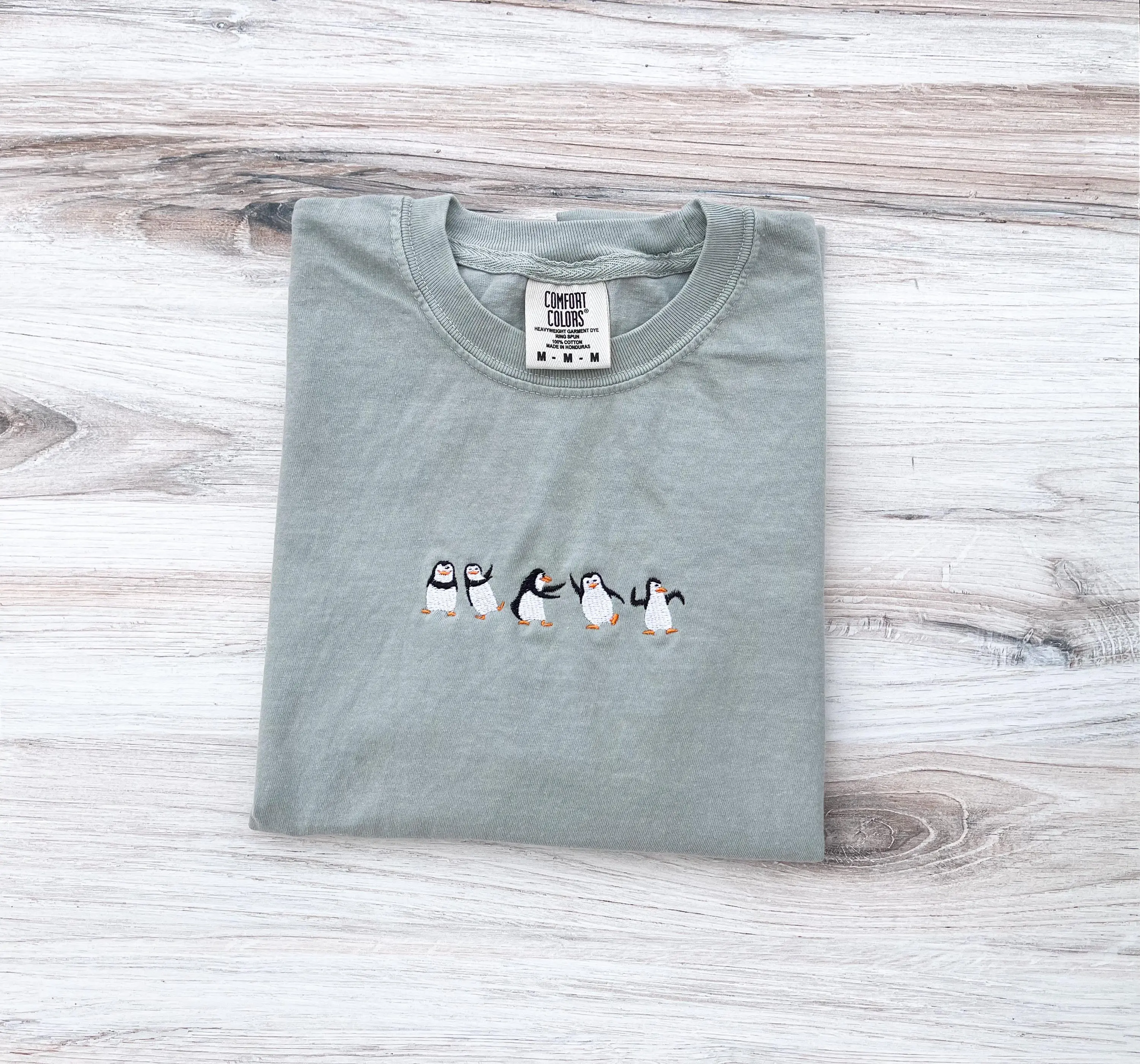 Penguin Embroidered Comfort Colors Tee Animal Shirt Embroidered Penguin T-shirt Animal Lover Shirt Cute Penguin Tee Embroidered Shirt
