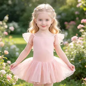 Girls Ballet Leotard Tutu Dress - Ruffle Tulle Sleeve Dancewear, Toddler Ballerina Outfit for Recital & Ballet Class