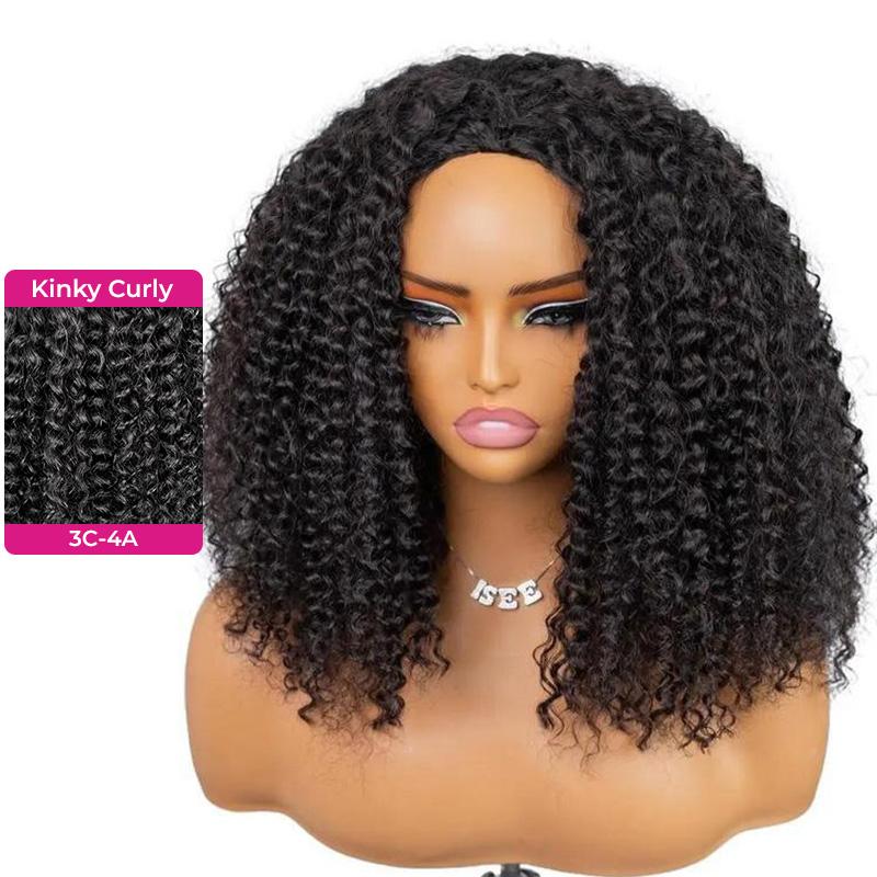 ISEE HAIR 250% Kinky Curly Wear Go Half Wig Invisible Hairline 150% & 180% Glueless Human Hair Wigs No Lace Seamless Flip Over Wig Updo Down Style Hairpiece#TikTokShopHolidayHaul