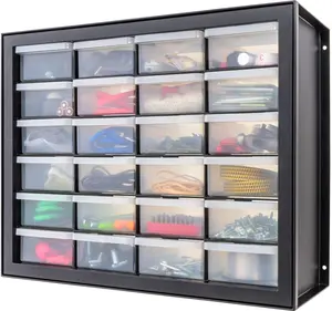 IRIS USA Plastic Drawer Storage Organizer, 24-Drawer Teacher Toolbox Bead Small Parts Organizer Cabinet for Hardware Crafts Nuts Bolts Tools Sticker Home Business Scrapbook Art Hobby Garage - Black