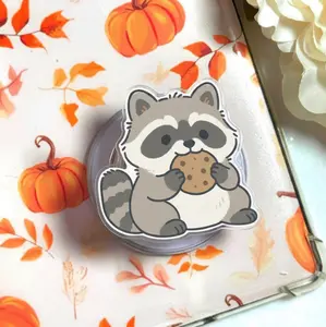 Cute Raccoon Phone Grip, Kawaii Animal Phone Holder, Cartoon Raccoon Phone Stand, Funny Forest Animal Phone Accessory